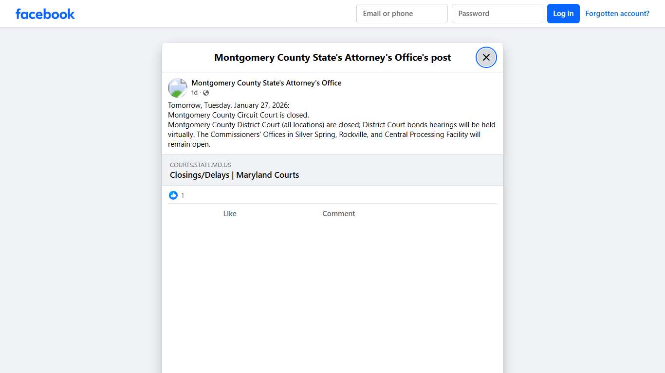 Tomorrow,... - Montgomery County State's Attorney's Office Facebook